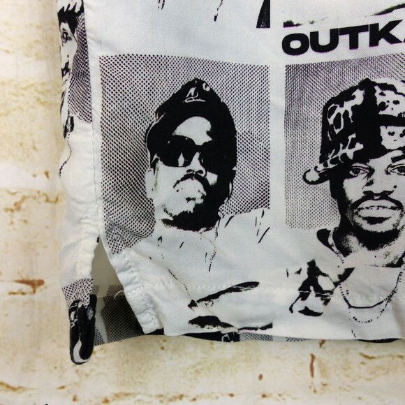 H&M x Outkast Shirt Mens XS Relaxed Ivory Black Graphic Button Camp Hip Hop Rap - Picture 6 of 10